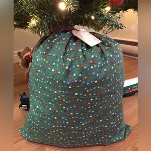 Green Star Patterned Fabric Gift Bag Large